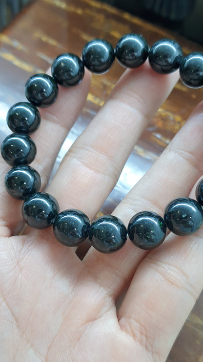 Black Jade Bracelet (17 cm) | Type A - Vintage Beads | His or Hers Wrist Accessory