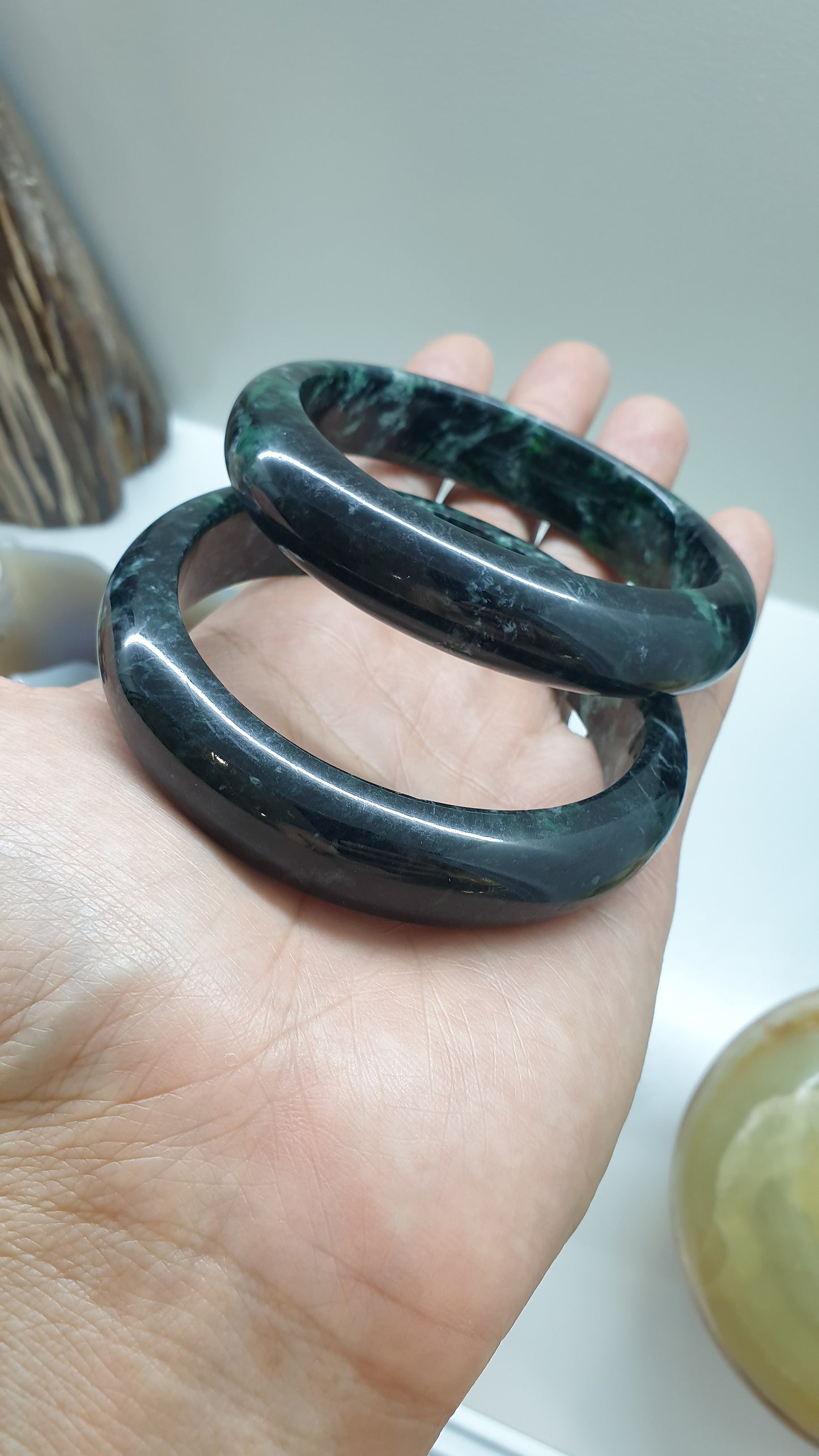 Black Mawsitsit Stone Bangle (Two-toned)(S 64.5) | Type A - Natural Mawsitsit | Rare Collector's Pieces