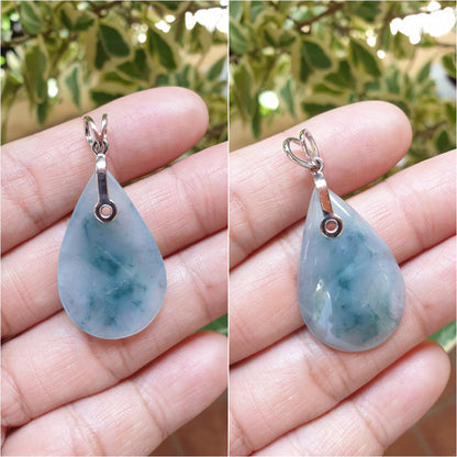 Jade Drop Pendant (Selection) | Fei Cui - Type A Jadeite | Sterling Silver