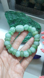 Fei Cui Green Jade Bracelet 17cm Type A Natural Myanmar Jadeite 3 Beads Blend