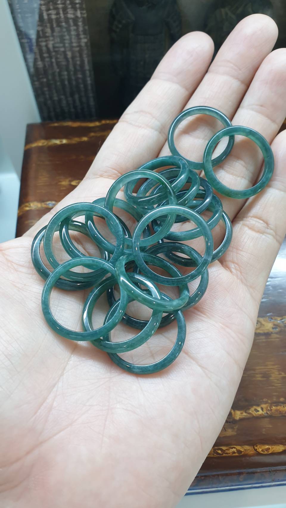 Stackable Deep Blue Jade Rings Natural Jadeite US Sizes 7.5 to 10.75