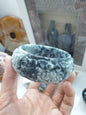 Carved Jade Floral Bangle S62.5 Type A Natural Jadeite Marbled Blue Gray