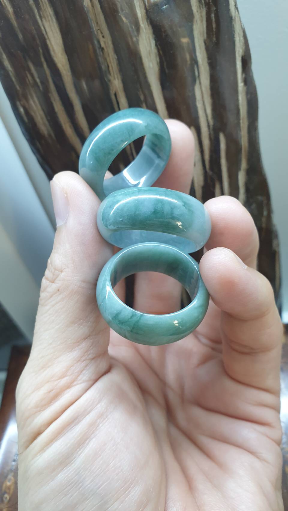Lavender Blue Jade Plus-Size Rings 14-15 US - Type A Natural Jadeite
