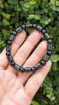 Jade Cylinder Beads Bracelet 17cm Fei Cui Type A Myanmar Black Jadeite