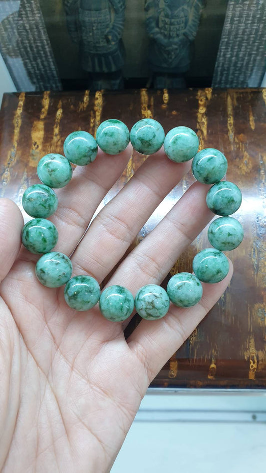 Gent's Style Jade Bracelet (18 cm) | Type A Natural Jadeite Vintage Beads