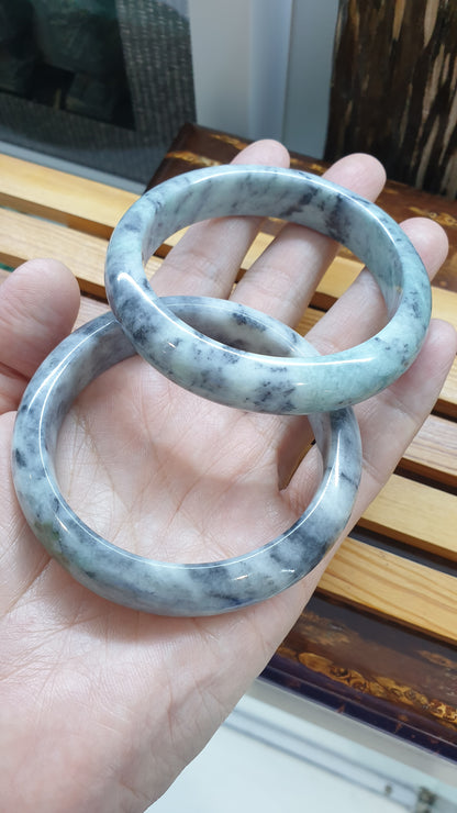 Authentic Jade Bangles Type A Natural Gray Burma Jadeite Sizes
