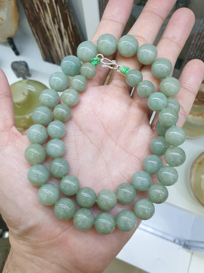 Green Jade Beaded Necklace (20") | Fei Cui Type A Jadeite