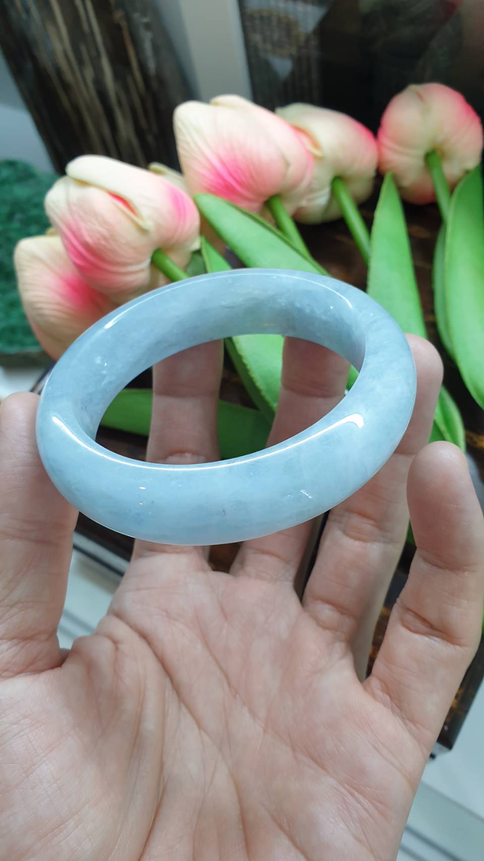 Aquamarine Bangle (Size 57 - 58) | Natural Stone Bracelet