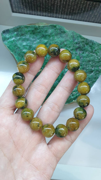 Gent's Honey Brown Jade Bracelet 18cm Myanmar Fei Cui Type A Jadeite Beads