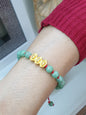 24K Pure Gold Ingot Bracelet with Natural Apple Green Fei Cui Jadeite and Red Thread