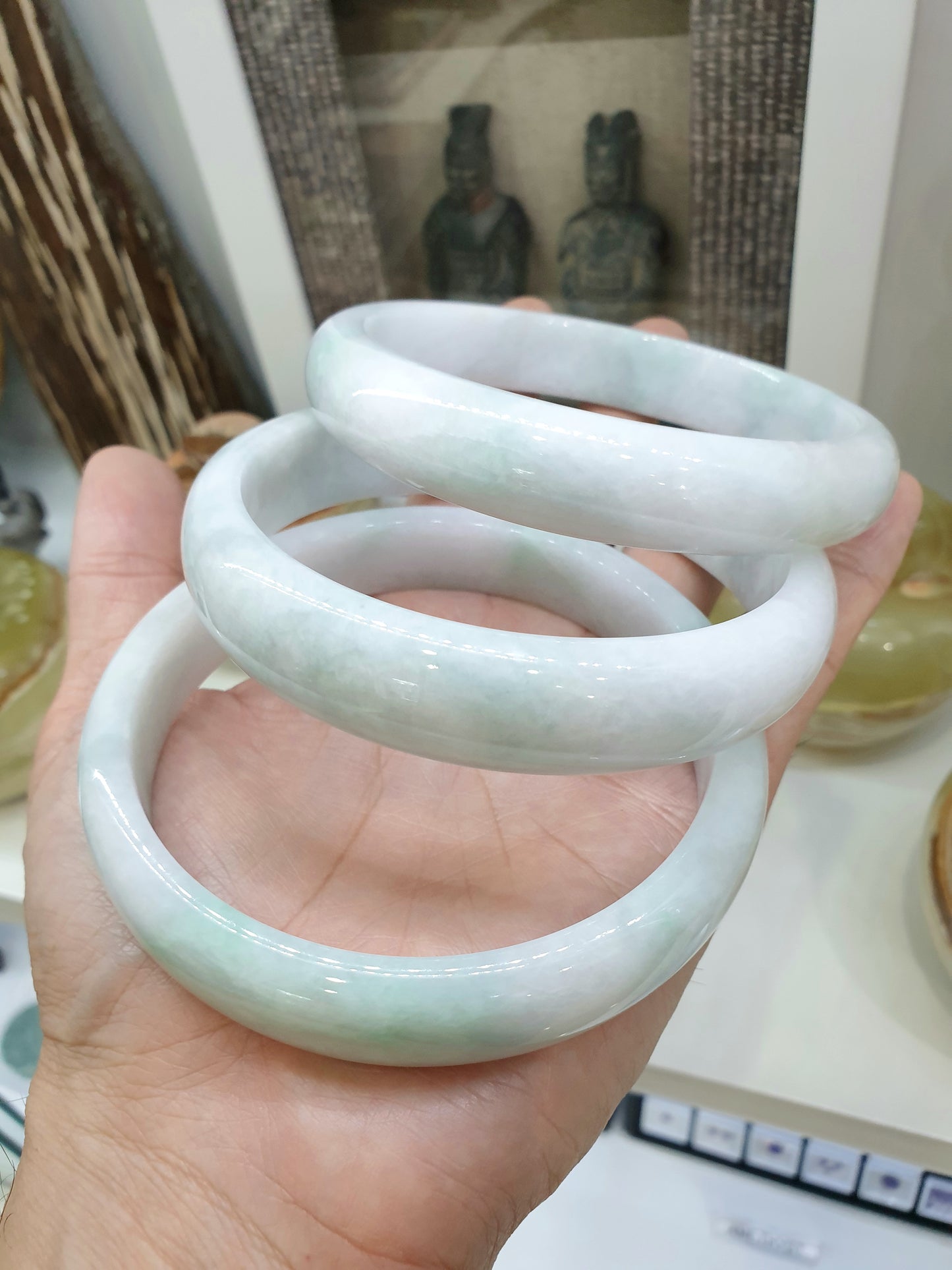 Plus Size White Jade Bangle (Size 78 - 79) (Selection) | Type A Jadeite Vintage Bracelet
