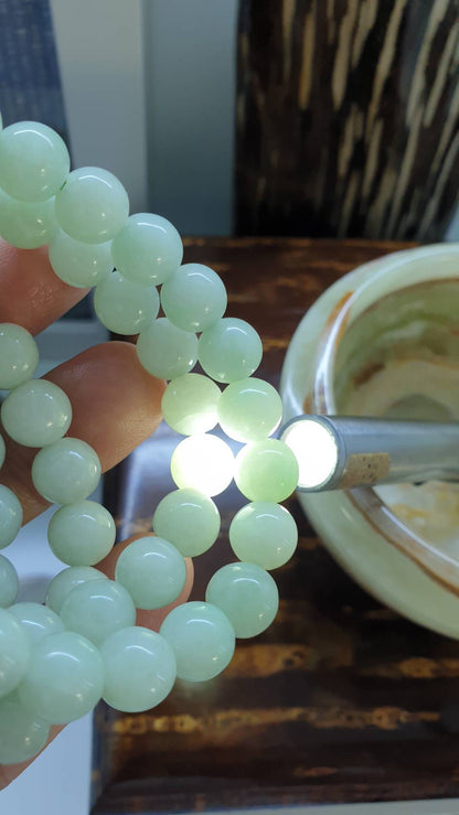 Type A Natural Silky Green Jadeite 17cm Bracelet Myanmar Origin