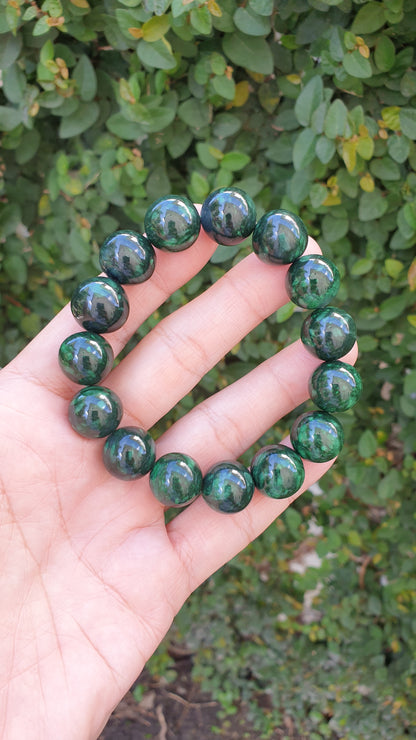 Mawsitsit Type A Natural Stone Bracelet 18cm Fei Cui Two Tone Chrome Green Beads